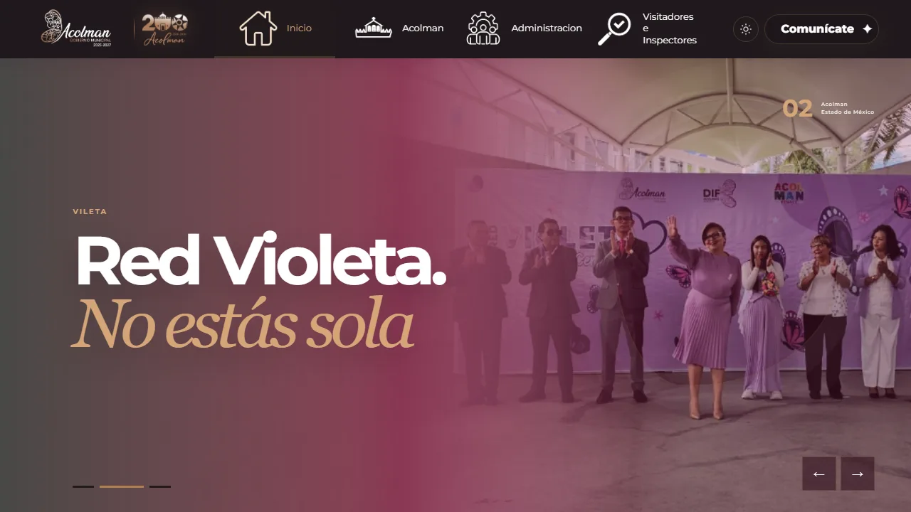 Página de inicio del portal del municipio de Acolman