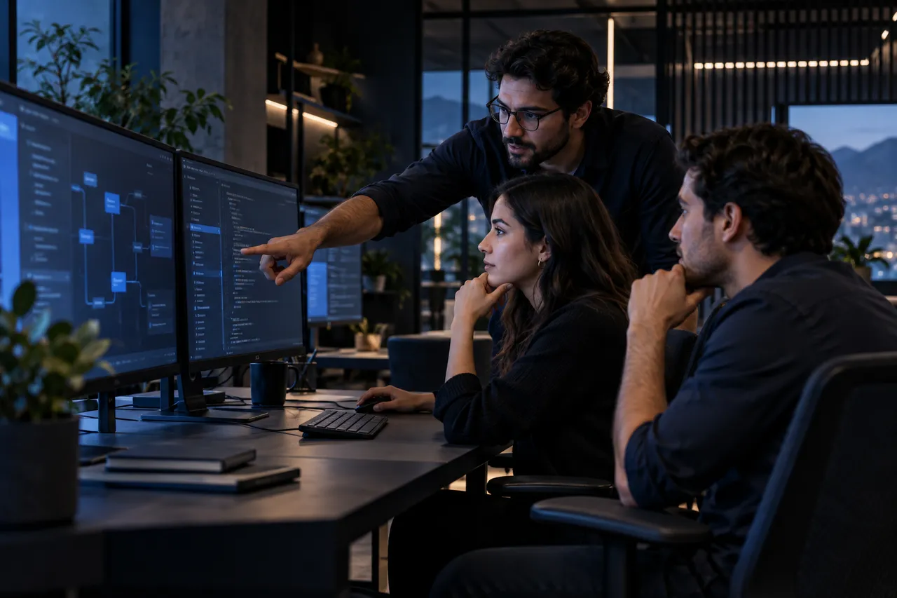 Equipo trabajando en el desarrollo de una solución digital